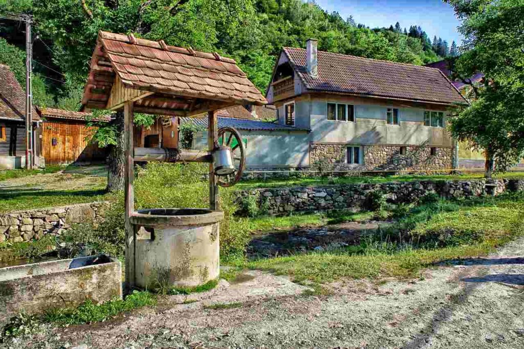 rustic off-grid living setup